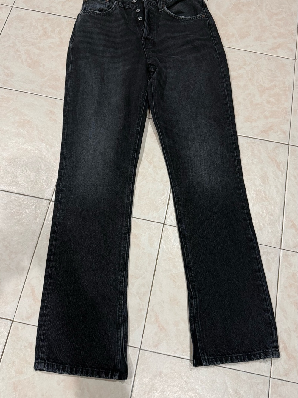 Re/Done Black High-Rise Straight-Leg Jeans